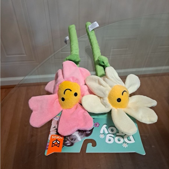 Brand New Multicolor Set Of Flowers  Clinker And Squeaker 16”  Interactive Toy - Picture 4 of 5